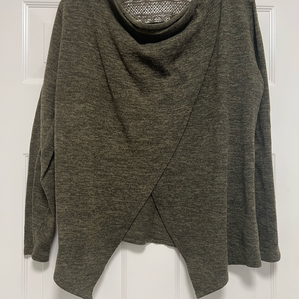 Maurices Olive Green Wrap Lace Detail Cardigan Sweater Size XL
